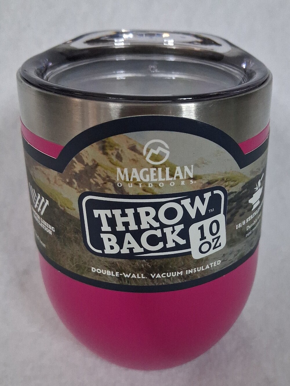 NEW Magellan Throw Back 10 Oz Insulated Stainless Steel Tumbler Hot Pink Vacuum